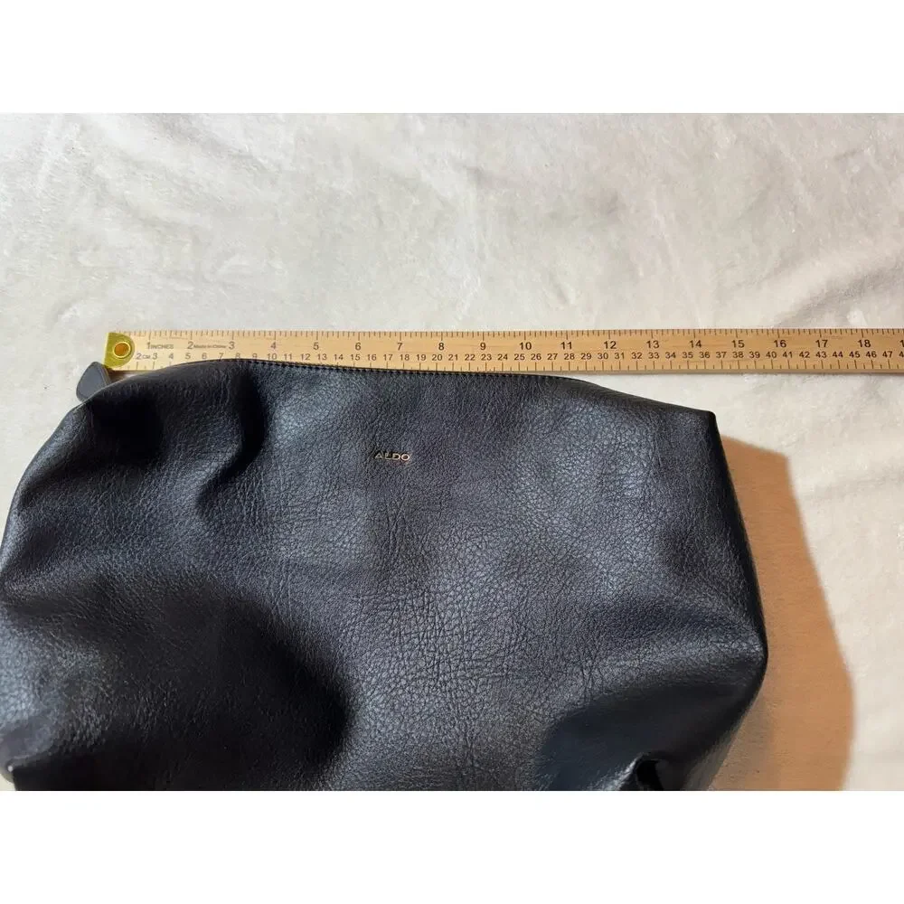 Aldo Leather Carrying Case Black Gold Zipper